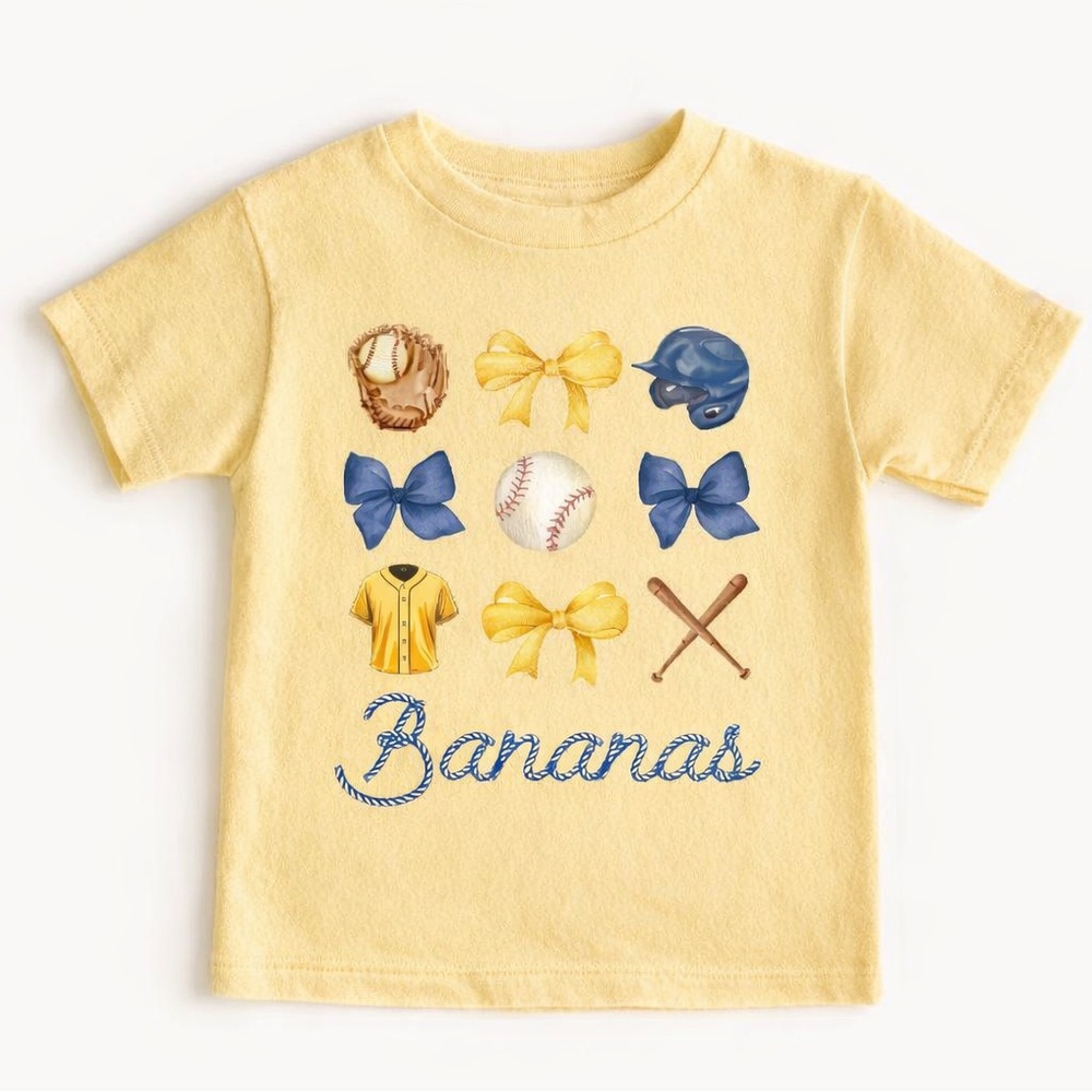 NWT Savannah Bananas Bow Toddler Shirt, 5T